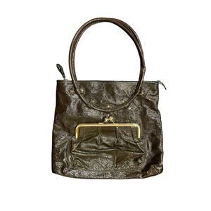 Goldenbleu Luella Shiny Patent Leather Shoulder Tote Handbag Made in Italy